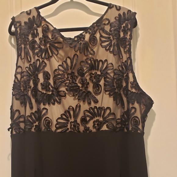 Black and Beige Sheer Embroidery Dress - Picture 5 of 9